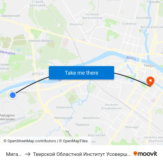 Мигалово to Тверской Областной Институт Усовершенствования Учите map