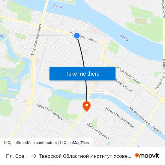 Пл. Советская to Тверской Областной Институт Усовершенствования Учите map
