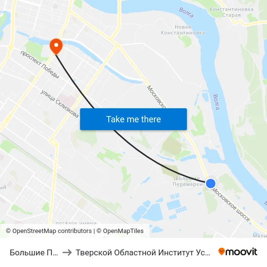 Большие Перемерки to Тверской Областной Институт Усовершенствования Учите map