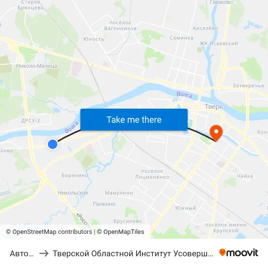 Автобаза to Тверской Областной Институт Усовершенствования Учите map