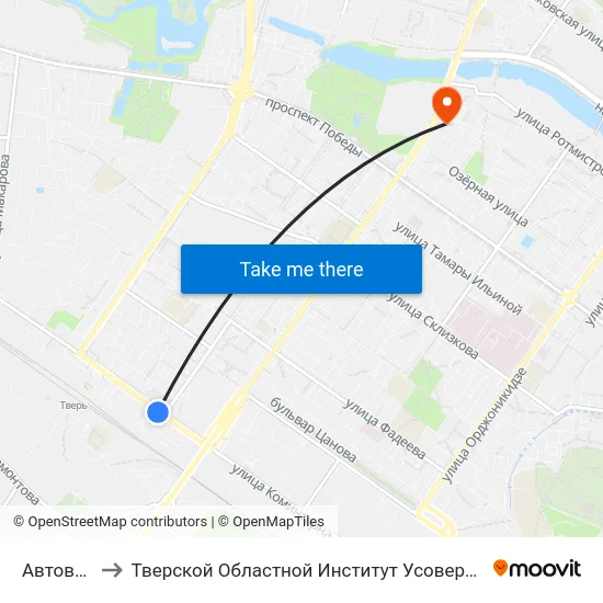 Автовокзал to Тверской Областной Институт Усовершенствования Учите map