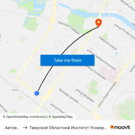 Автовокзал to Тверской Областной Институт Усовершенствования Учите map