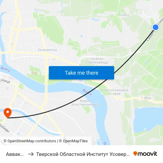 Аввакумово to Тверской Областной Институт Усовершенствования Учите map