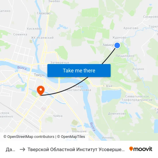Дачи-2 to Тверской Областной Институт Усовершенствования Учите map