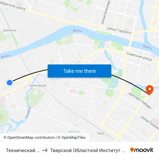 Технический Университет to Тверской Областной Институт Усовершенствования Учите map