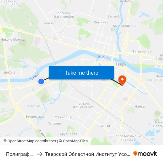 Полиграфкомбинат to Тверской Областной Институт Усовершенствования Учите map