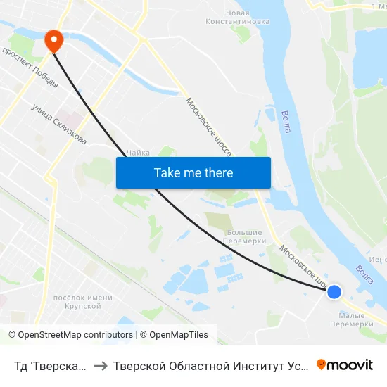Тд 'Тверская Ярмарка' to Тверской Областной Институт Усовершенствования Учите map