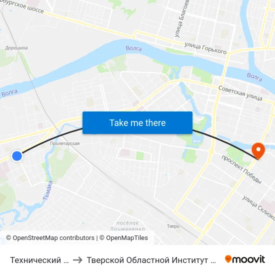 Технический Университет to Тверской Областной Институт Усовершенствования Учите map