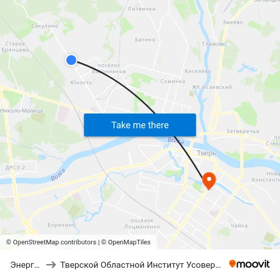 Энергомаш to Тверской Областной Институт Усовершенствования Учите map