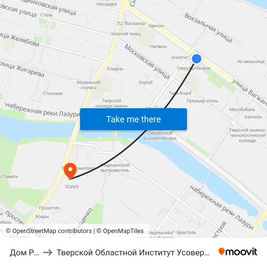 Дом Радио to Тверской Областной Институт Усовершенствования Учите map
