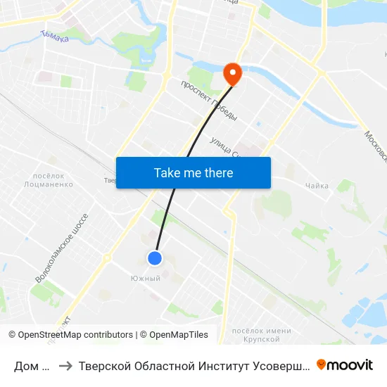 Дом Быта to Тверской Областной Институт Усовершенствования Учите map