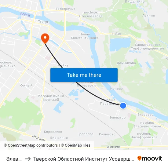 Элеватор to Тверской Областной Институт Усовершенствования Учите map