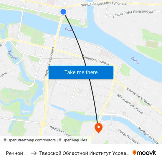 Речной Вокзал to Тверской Областной Институт Усовершенствования Учите map