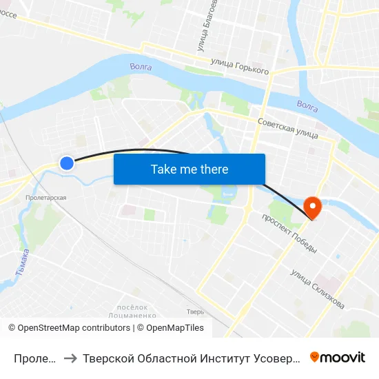 Пролетарка to Тверской Областной Институт Усовершенствования Учите map