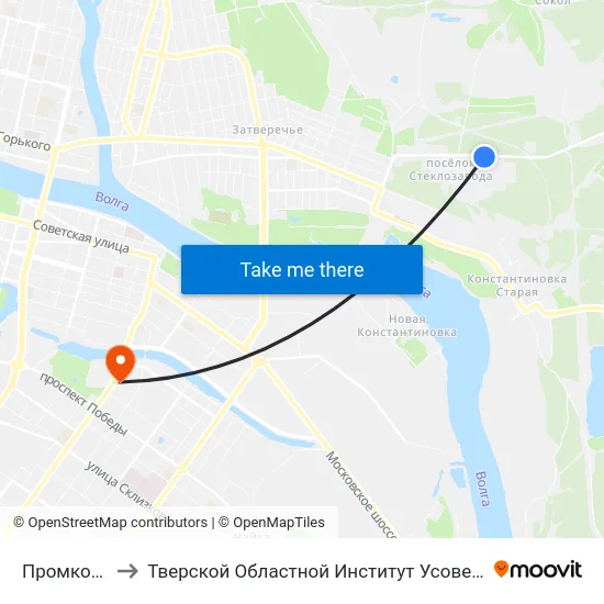 Промкомбинат to Тверской Областной Институт Усовершенствования Учите map