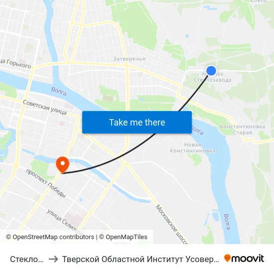 Стеклозавод to Тверской Областной Институт Усовершенствования Учите map