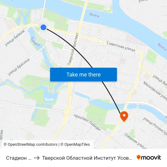 Стадион 'Химик' to Тверской Областной Институт Усовершенствования Учите map