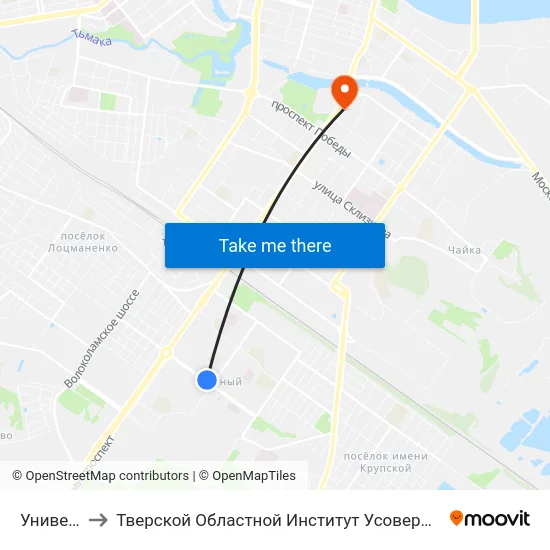 Универсам to Тверской Областной Институт Усовершенствования Учите map