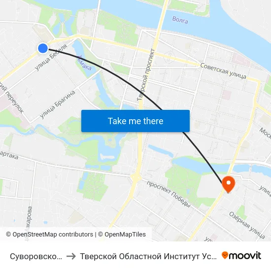 Суворовское Училище to Тверской Областной Институт Усовершенствования Учите map