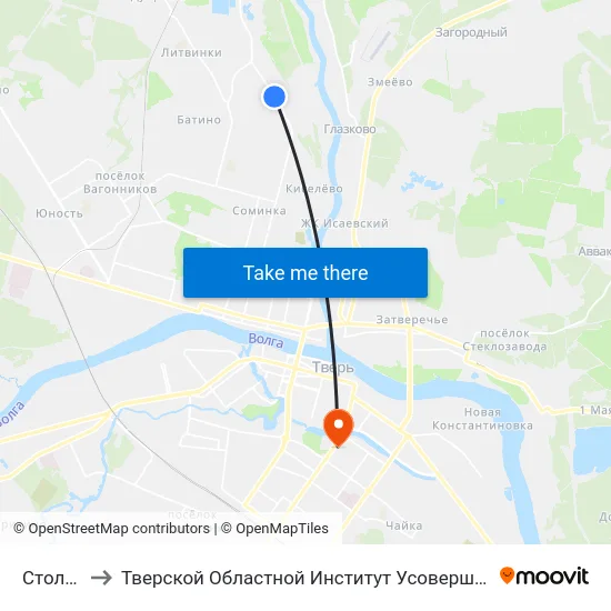 Столовая to Тверской Областной Институт Усовершенствования Учите map