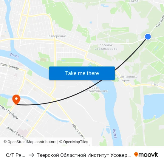 С/Т Рябинки to Тверской Областной Институт Усовершенствования Учите map