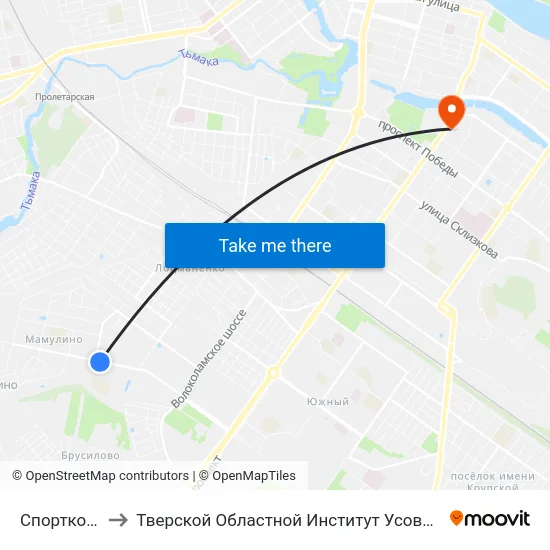 Спорткомплекс to Тверской Областной Институт Усовершенствования Учите map
