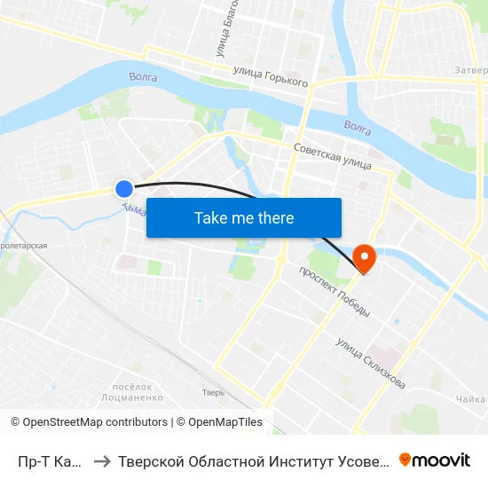 Пр-Т Калинина to Тверской Областной Институт Усовершенствования Учите map