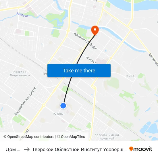 Дом Быта to Тверской Областной Институт Усовершенствования Учите map