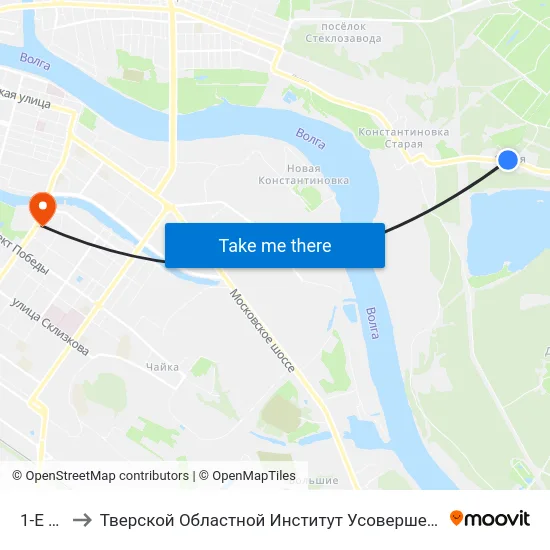 1-Е Мая to Тверской Областной Институт Усовершенствования Учите map