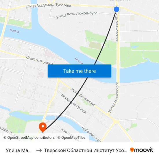 Улица Маяковского to Тверской Областной Институт Усовершенствования Учите map
