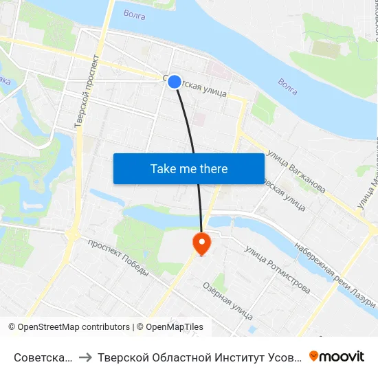Советская Улица to Тверской Областной Институт Усовершенствования Учите map