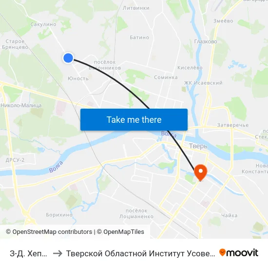З-Д. Хеппиленд to Тверской Областной Институт Усовершенствования Учите map