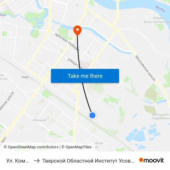 Ул. Коминтерна to Тверской Областной Институт Усовершенствования Учите map