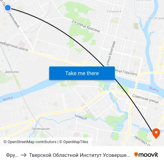 Фрунзе to Тверской Областной Институт Усовершенствования Учите map