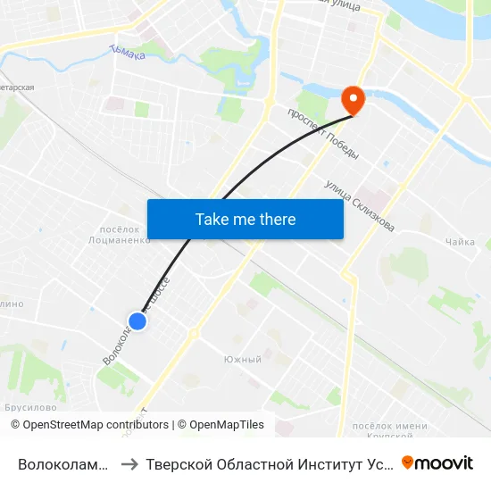 Волоколамское Шоссе to Тверской Областной Институт Усовершенствования Учите map