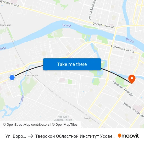 Ул. Воровского to Тверской Областной Институт Усовершенствования Учите map