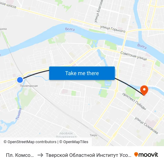 Пл. Комсомольская to Тверской Областной Институт Усовершенствования Учите map