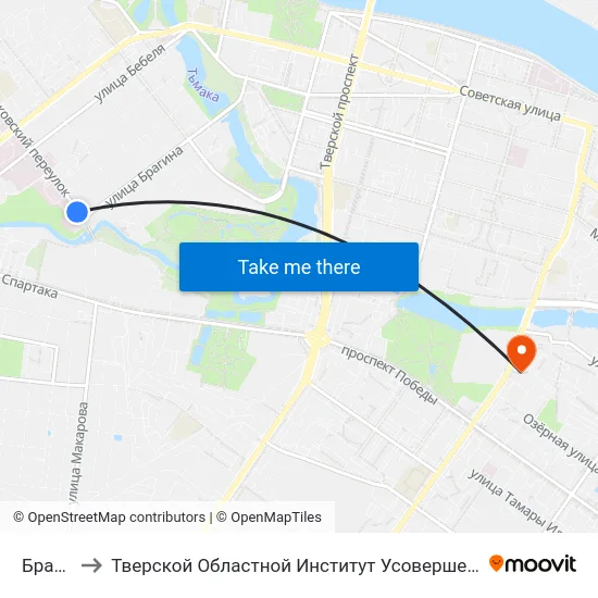 Брагина to Тверской Областной Институт Усовершенствования Учите map
