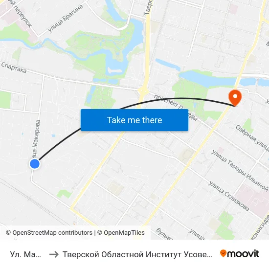 Ул. Макарова to Тверской Областной Институт Усовершенствования Учите map