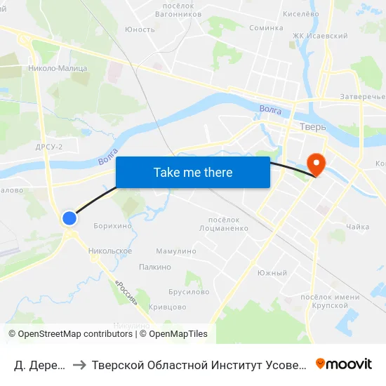 Д. Деревнище to Тверской Областной Институт Усовершенствования Учите map