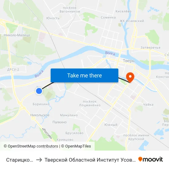 Старицкое Шоссе to Тверской Областной Институт Усовершенствования Учите map