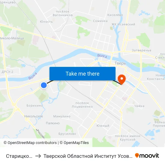 Старицкое Шоссе to Тверской Областной Институт Усовершенствования Учите map