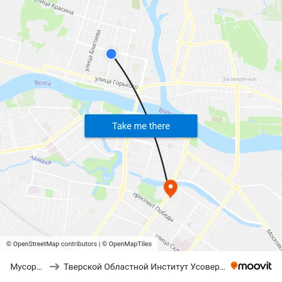 Мусоргского to Тверской Областной Институт Усовершенствования Учите map