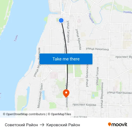 Советский Район to Кировский Район map