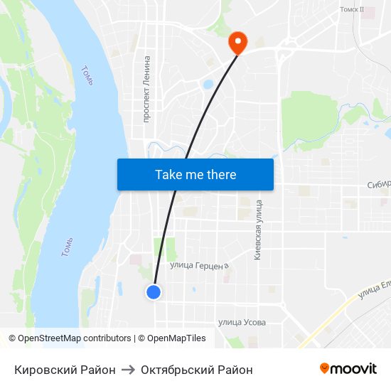 Кировский Район to Октябрьский Район map