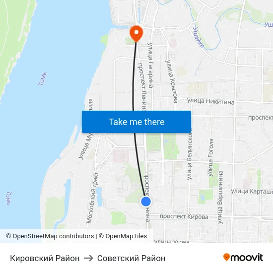 Кировский Район to Советский Район map