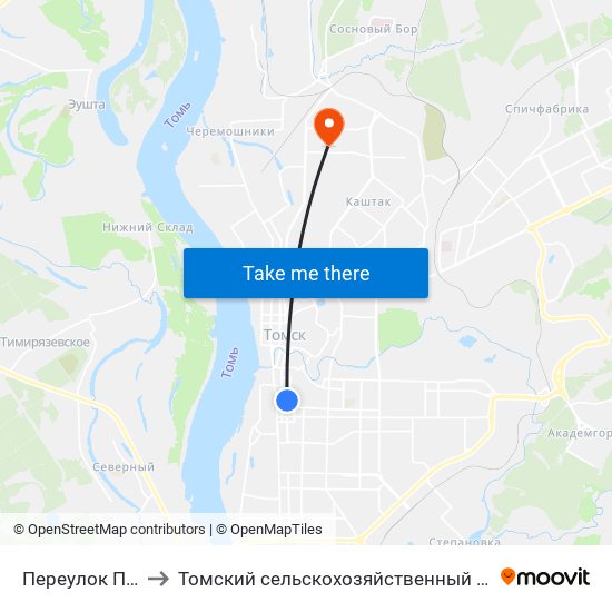 Переулок Плеханова to Томский сельскохозяйственный институт, филиал НГАУ map