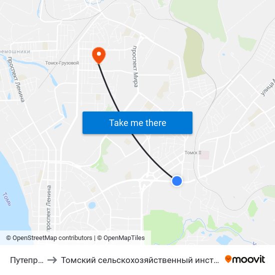 Путепровод to Томский сельскохозяйственный институт, филиал НГАУ map