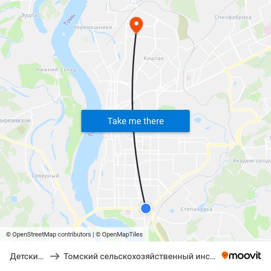 Детский Мир to Томский сельскохозяйственный институт, филиал НГАУ map