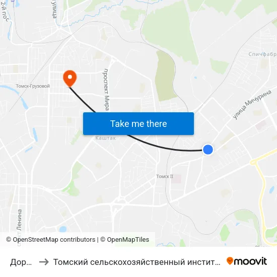 Дормаш to Томский сельскохозяйственный институт, филиал НГАУ map